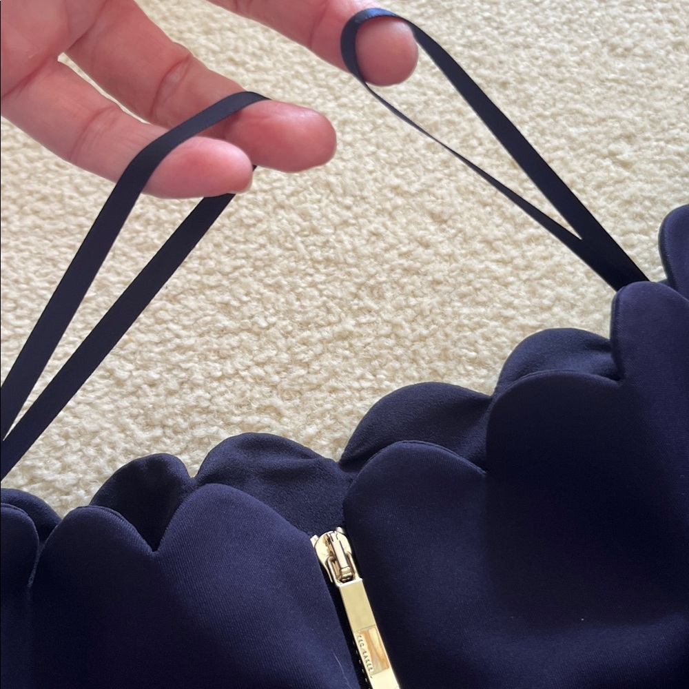 Ted Baker Navy Off Shoulder Cocktail Dress US Size 6-8/Medium In Beautiful Bag - Picture 11 of 13